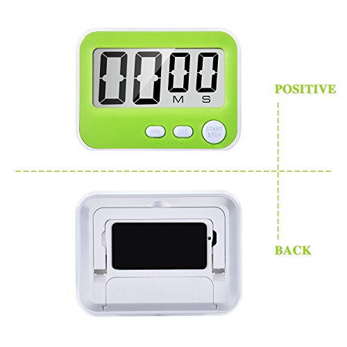 Mudder magnetischer Digitaler Küchentimer Stoppuhr Eieruhr mit lautem Alarm, großem Bildschirm und Haken (Grün) - 6