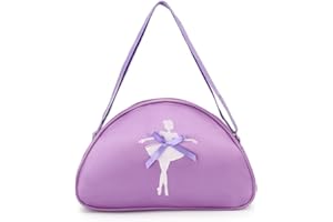 FASHION YO Girls Kids Children Ballet Dance Bag, Pink Ballerina Handbag Tote Gymnastics Sports Duffel Bag, Crossbody Shoulder School Bag Light Weight Carry-on Luggage (Purple)