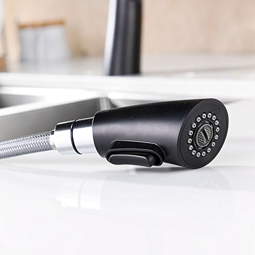 GICASA Messing Einstab unten Sprüher Küchenarmatur , ausziehbare Küchenmixer rotierenden Düsen schwarze Armaturen - 6