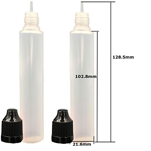 30ml x 5 Pack LDPE Plastikware Leere Squeezable Dropper Liquid Einhorn Stift Flaschen Pipette mit Plastik Abdeckung Stopper Bottles(Flasche + Schwarz Kappe + Spitze) - 4