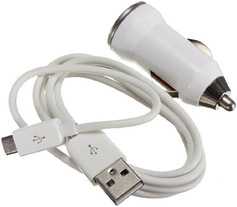 White Micro USB Cable + Car Charger Adapter for Samsung Galaxy S4 S3 S2 Note 2 /HTC/ LG/ SONY/ NOKIA/Motorola and Other Micro USB Phone