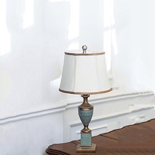 SMILR American Retro Resin Table Lamp, Living Room Dining Room Bedside Headboard Lighting lamp, Cloth Shade Trophy lamp Fixture, 24.80 in * 11.81in