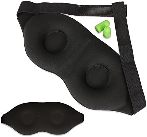 CALISH Eye Mask 3D Contoured Sleep Mask, Soft Breathable Memory Foam Blindfold with Adjustable Strap and Ear Plugs, Perfect for Traveling, Flight, Nap or Yoga