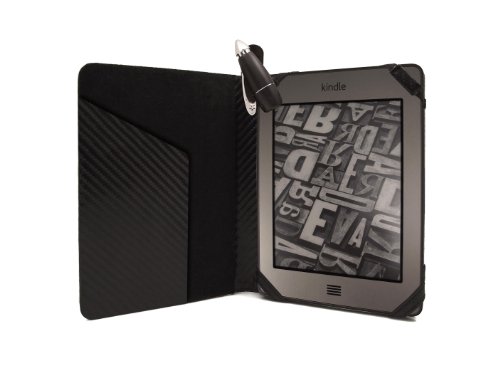 G-HUB® – Amazon KINDLE TOUCH & KINDLE PAPERWHITE Schutzhülle / Fall / Tasche / Hülle / Folio / Tablethülle in SCHWARZ KOHLENSTOFFFASER STIL – Passend für Amazon Kindle Touch & ALLEN Modellen der Kindle Paperwhite (inkl. gesetzl. Original 2012 Modell / Neu 2013 Version auch) - 4