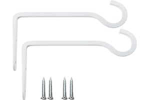 HH-LIFE 2 Stück 21x10 cm, Weiß Metall Wandhaken Hänge Halterungen, Pflanzenaufhänger Haken für den Innen und Außenbereich, Haken für Vogelfutterspender, Pflanzgefäße, Laternen, Windspiele