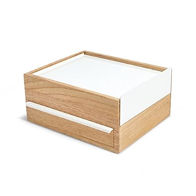 Umbra 290245-668 Stowit Boîte à Bijoux Bois Blanc/Naturel 25,63 x 21,84 x 12,55 cm