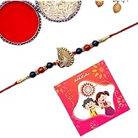 The Purple Tree Beautiful Handmade Peacock Rakhi With Card For Brother (Pack of 1 , Red n Blue , 1 Roli Chawal) Bhaiya…
