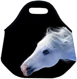 White Horse Kids Insulated Soft Neoprene Lunch Box Bag Food Container Cooler Warm Pouch Tote Handbag for School Work Office