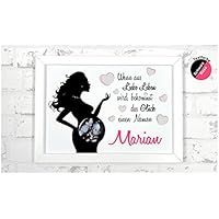 Bilderrahmen - Fotorahmen für Ultraschallbild - Holz - Weiss - Geschenk zur Geburt,Babyparty, Geburtsanzeige, Namensschild