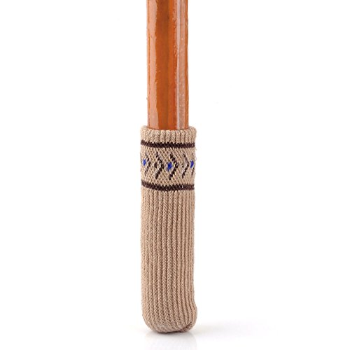 Mogoko 4 x Stuhlbeinsocke Möbel Socken Wollsocken Hocker Fessel Tabellen Cotton Caps Anti-Rutsch Fußboden Schutz Stuhl Bein Floor Protector Nordischen Stil (Beige) - 3