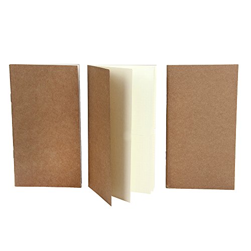 XUAN Cuaderno Libreta de Viaje Recambios, Traveler's Notebook Refills, Cuadernillos Recargable portátil Papel blanco/ Blancas/ blank Juego de 3 224 páginas - 19 cm x 10.5 cm
