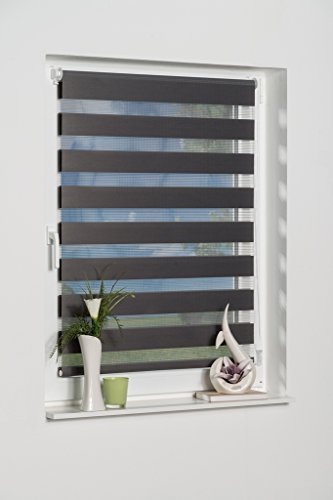 K-home - Estor Doble (fijación sin Agujeros), Gris, 40 x 150 cm