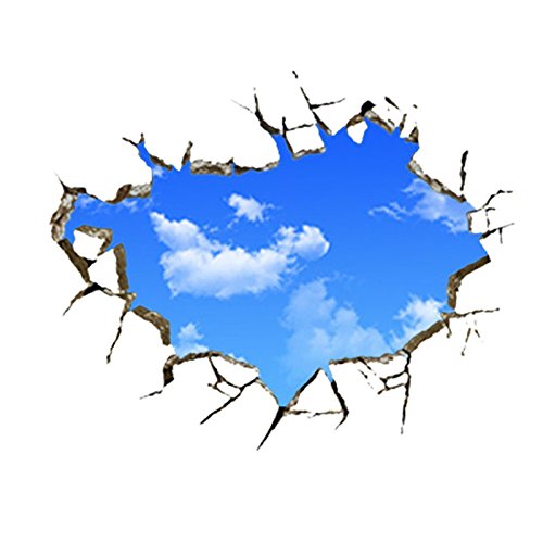 Nunubee Abnehmbare Wandaufkleber Schöne Landschaft DIY Wandsticker Selbstklebende Wandtattoo Kunst Aufkleber Wasserdichte Tapete Demontierbare Wandbilder Wanddekoration für Hause, Blauer Himmel