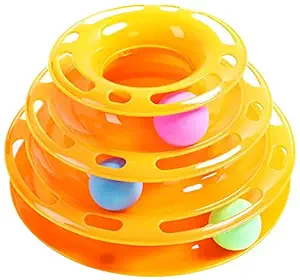 PetVogue 3 Level Towers Tracks Roller with Colorful Ball Interactive Kitten Fun Mental Physical Exercise Puzzle Cat Toys for Lovely Pets