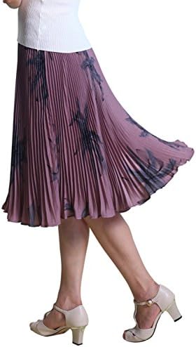 Relaxfeel Women's High Waist Midi Pleated Skirt Lotus Root Starch