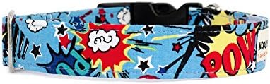 Noddy &amp; Sweets Handmade Dog Collar with Charm [Kapow Blue] - Small