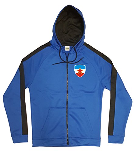 Jugoslawien Jacke Sweater Royal GO Jugoslavija Trikot Look Zip Nation Fussball Sport (XL)