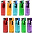 Aspect Multicolour Electronic Flame Adjustable Utility Lighters - Refillable Lighters - Use for Camping, BBQ, Fireworks - Child Safe (Pack of 10)