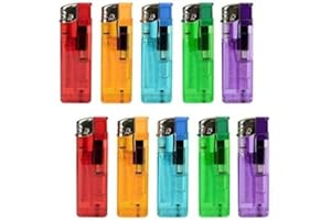 MAECENA Pack of 25 Multicolour Electronic Child Safe Lighters With Adjustable Flame Available in 10 25 50 variations