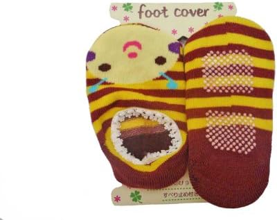 Yellow Stripey Bumble Bee - Baby Childrens Slippers Anti Non Slip Sock Shoes
