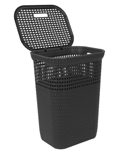 Wäschekorb Wäschepuff Wäschetruhe Rattan 60 Liter (anthrazit) - 2
