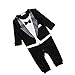 Moin®Lovely Infant Baby Wedding Tuxedo Waistcoat Design 1pc Cotton Outfit with Bow Tie Siamese Romper Climbing Clothes Boys Baptisaml Gown Pyjamas Suit Black