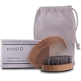 Kivistö Beard Brush Set For Men - Scandinavian Quality Grooming, Styling and Shaping - Boar Bristle Brush, Pearwood Comb and Canvas Bag - Nordic Beard &amp; Moustache