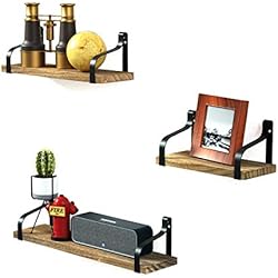 Love-KANKEI® Etagères Murales Lot de 3 Etagères Flottantes en Bois et Fer Charge Maximal 20 Kg pour Salon Chambre Bureau Salle de Bains ou Cuisine