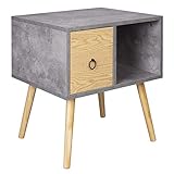 Recomendado: Mesita de noche con un compartimento abierto y un cajón que proporciona espacio de almacenamiento para libros, revistas u otras cosas pequeñas. Se adapta al salón, dormitorio, también ideal para el patio tomando el sol y bebiendo café.