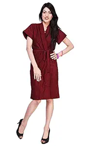 FEELBLUE Womens Terrycloth Elegant Bathrobe (Maroon)