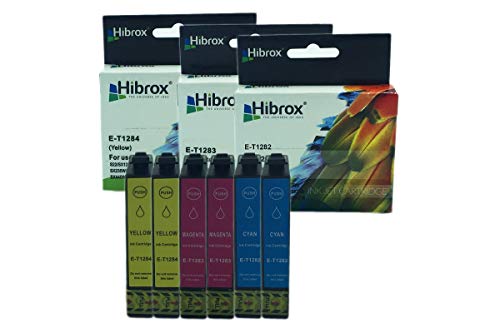 6 Pack Hibrox Compatible Inkjet Cartridge 2x T1282 Cyan 2x T1283 Magenta 2x T1284 Yellow For Epson S 22 STYLUS OFFICE BX305F BX305FW STYLUS S 22 STYLUS SX 125 130 230 235W 420 W 425 W 430 W 435 W 438