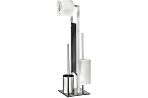 ‎WENKO Wenko Rivalta Zestaw Do WC, Stal Szlachetna Nierdzewna; Błyszczący/czarny/czarny