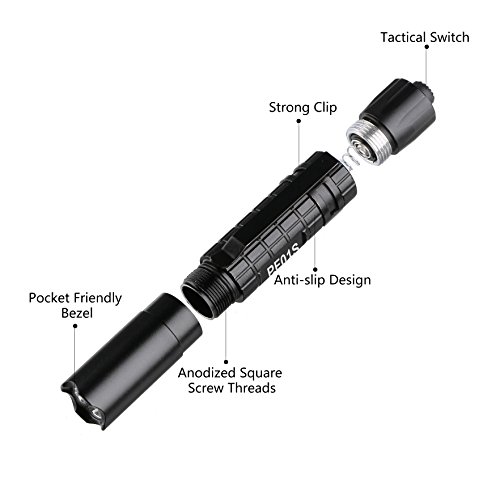 ThorFire Mini Taschenlampe, Penlight Taktische Taschenlampe Pocket Taschenlampe PF01S Taschenlampe mit Gedächtnis, 0.5-120LM Verwenden AAA-Batterie (Nicht Enthalten) - 2