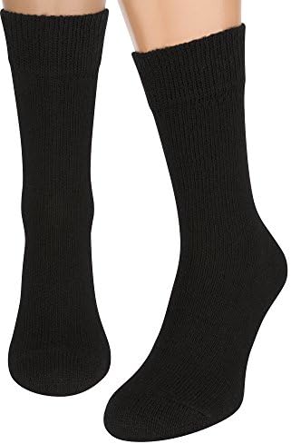 Air Wool Socks – Merino Wool Egyptian Cotton Dress Boot Walking Black Sock, 2 pairs
