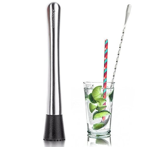 Annstory Edelstahl Cocktail-Stößel und Rührlöffel Set – 8 „Getränk Muddler Werkzeug & 12“ Löffel Barmixer Löffel für Mojito, Caipirinha & More, erstellen Flavour Verpackt Cocktails - 3