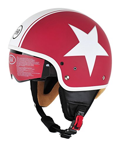 BHR Casco 94168 demi-jet modelo 802 con visera retráctil, estrella 