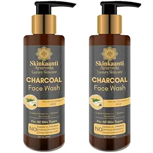 Skinkaanti Ayurveda Charcoal Face Wash | 2 X 100 ml |Parabens And Sulphate Free | Men Women Boys Girls | All Skin Types | Pack of 2