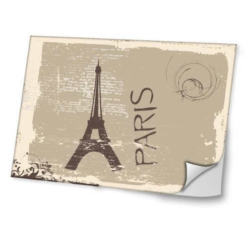 Vintage Paris 4, Paris Eiffelturm, Skin-Aufkleber Folie Sticker Laptop Vinyl Designfolie Decal mit Ledernachbildung Laminat und Farbig Design für Laptop 17"