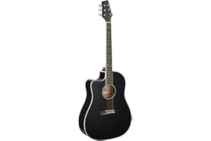 Stagg Cutaway Acoustic-Electric Slope Shoulder Dreadnought Guitar - Lefthanded - Black