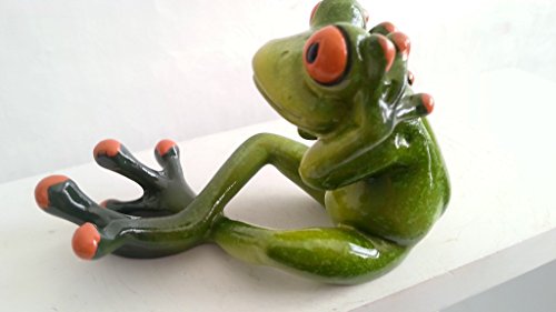 Yoga Frosch sitzend, hellgrün, 11 cm aus Kunststein, Gartendeko - 3