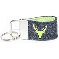 Mini Schlüsselanhänger aus Wollfilz mit Hirsch anthrazit/ grün