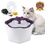 Fityou Fontaine à Eau pour Chat Chien Fleur avec Filtre, Distributeur Eau pour Chat avec Filtre Hygiénique, 2L, Trois Réglages de Débit d'eau, Électrique et Silencieuse Écoénergétique, sans BPA