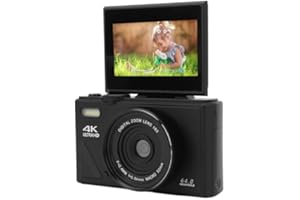 EJOYOUS Aparat Cyfrowy 4K, 64 MP UHD 18 -krotnie Zoom Autofocus Retro Compact Camera Aparat Cyfrowy z 7,6 Cm (3 -calowy) Wyświetlacz do Fotografii Podróży (BLACK)