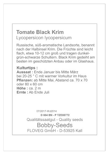 Bobby-Seeds Tomatensamen Black Krim Portion - 3