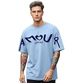 LEOTUDE Half Sleeve Cottonblend Graphic Print Round Neck Drop Shoulder