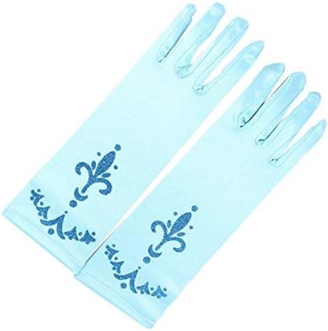 LifenewBaby Queen Princess Magic Glove Princess Party Prom Satin Gloves Match Costume Dress Birthday/Christmas Gift for Little Girls 8-10 Years Ice Blue