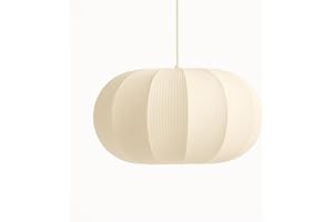 CGC Lighting Indoor Lamp Shade Ribbed Stretch Cotton Fabric Hanging Ceiling Floor Table Lamp (Cream Oval)