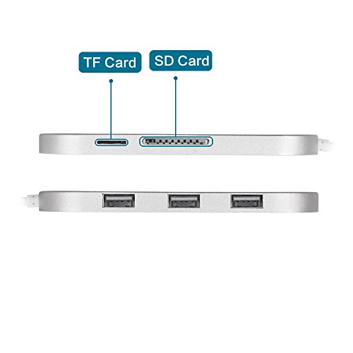 TurnRaise 3 Port Aluminium USB 3.0 Hub mit Multi-In-1 Kartenleser für iMac, MacBook, MacBook Pro, MacBook Air, Mac Mini, oder andere PC (USB-Hub) - 2