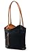 Produktbild elegante Leder Handtasche Schultertasche Rucksack 2in1 Handtasche schwarz cognac , 27-32x30x9 cm (B x H x T)