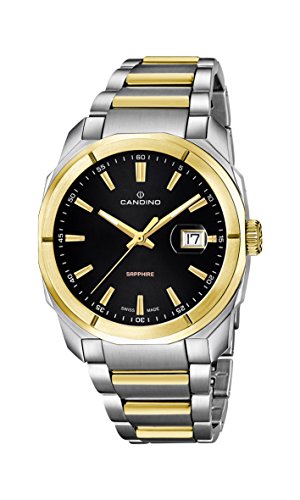 Candino Herren-Quarzuhr mit schwarzem Zifferblatt Analog-Anzeige und zweifarbigem Armband Edelstahl C4587/2 Candino Herren-Quarzuhr mit schwarzem Zifferblatt Analog-Anzeige und zweifarbigem Armband Edelstahl C4587/2